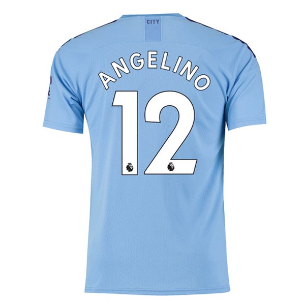 Maillot Football Manchester City NO.12 Angelino Domicile 2019-20 Bleu